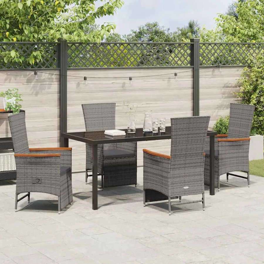 Ensemble de salle à manger pour jardin 5 pcs Gris polyrotin - 4