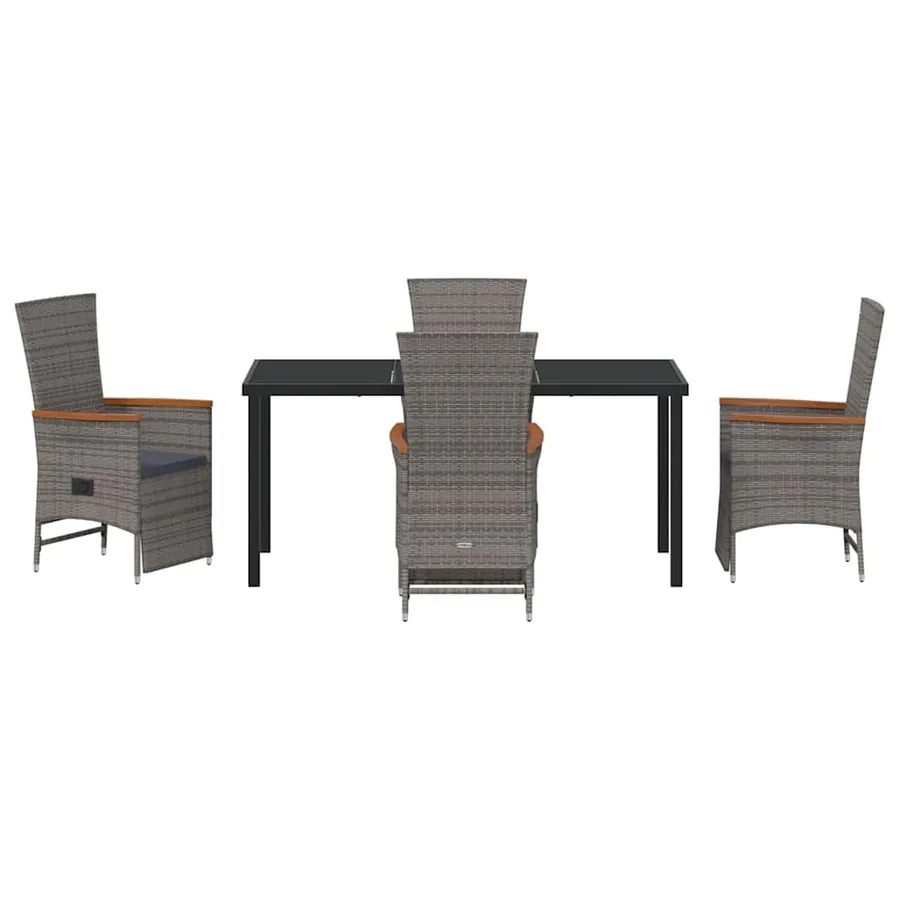Ensemble de salle à manger pour jardin 5 pcs Gris polyrotin - 7