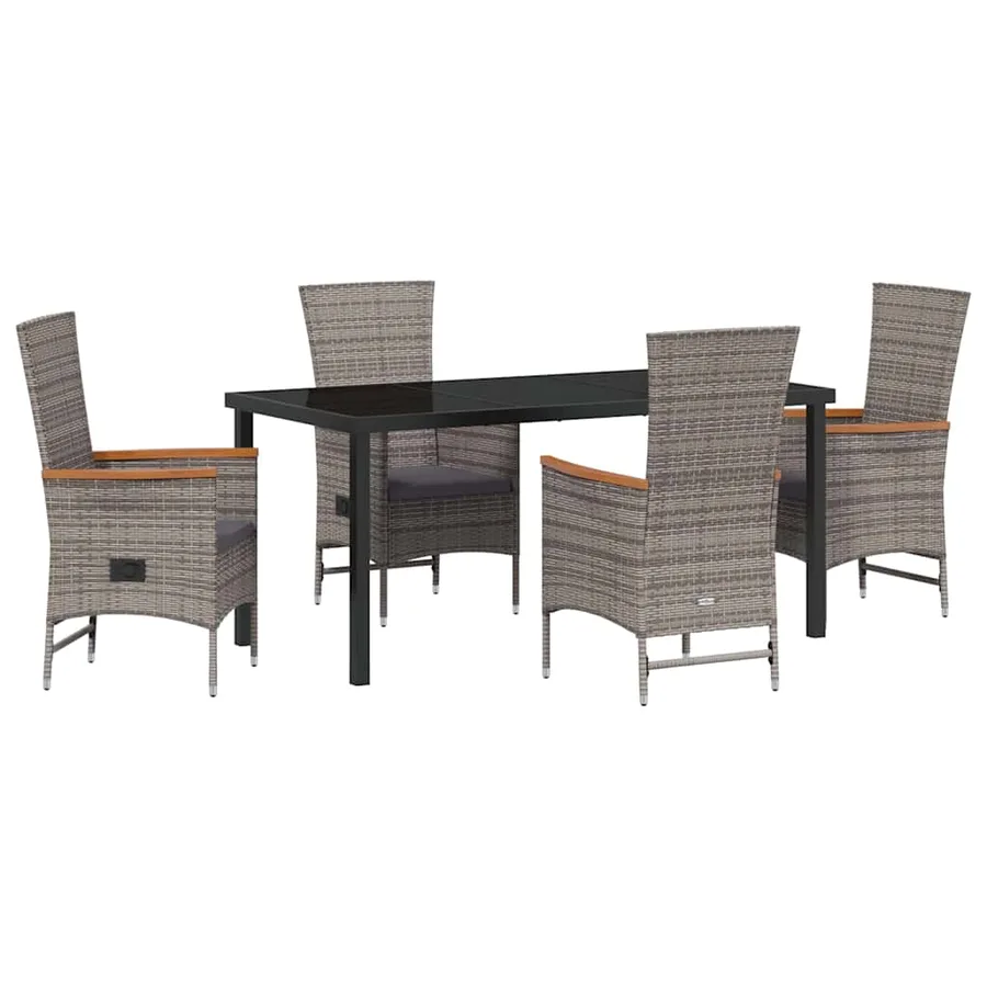 Ensemble de salle à manger pour jardin avec coussin 5 pcs Gris - 2