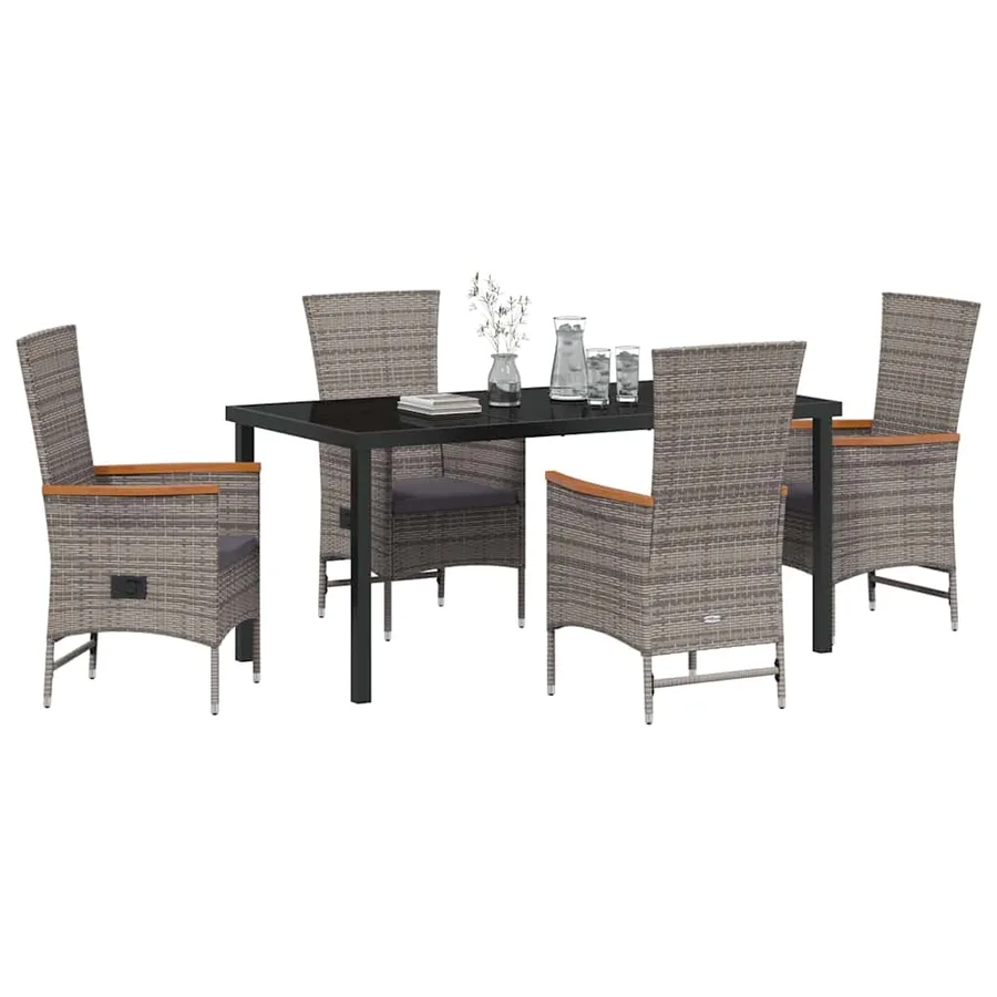 Ensemble de salle à manger pour jardin avec coussin 5 pcs Gris - 3