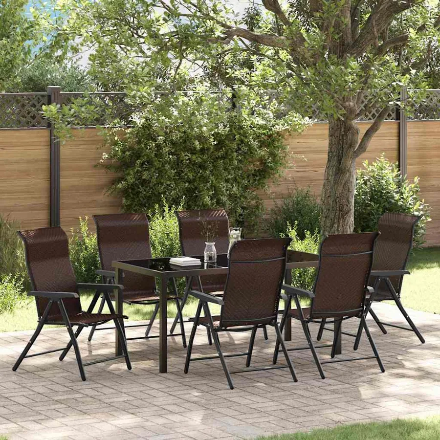Ensemble de salle à manger pour jardin 7 pcs Marron