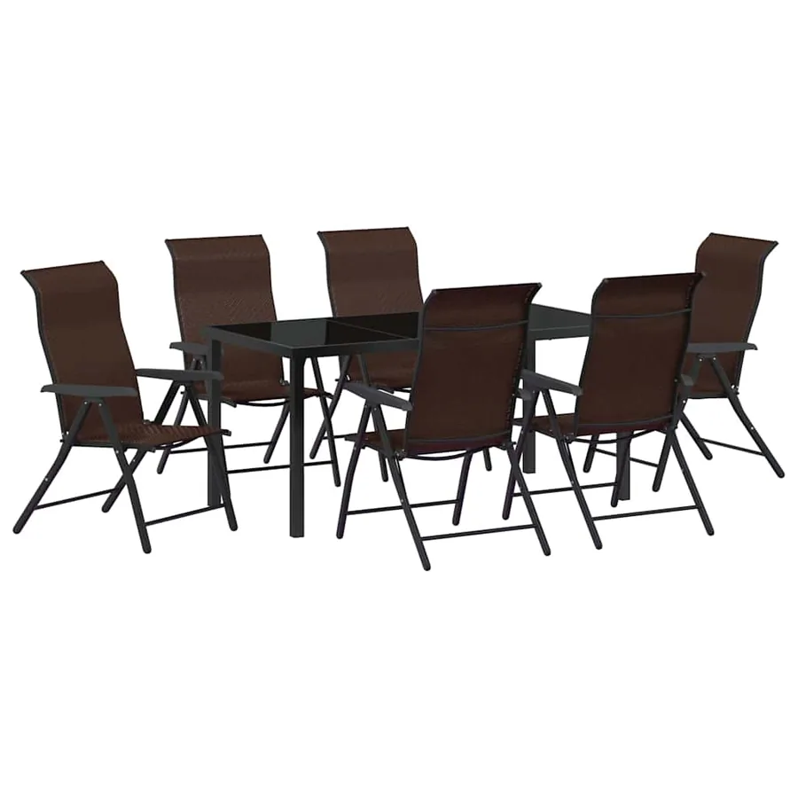 Ensemble de salle à manger pour jardin 7 pcs Marron - 2