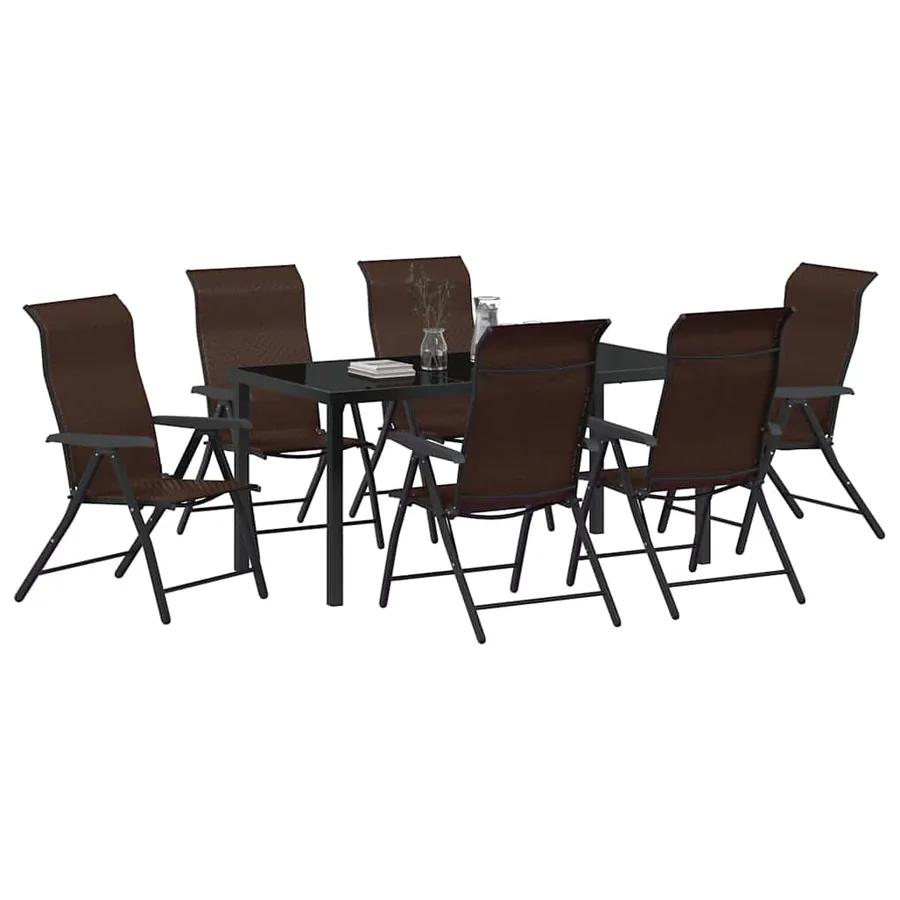 Ensemble de salle à manger pour jardin 7 pcs Marron - 3