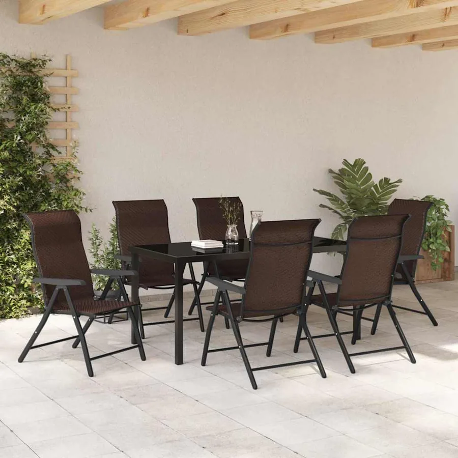 Ensemble de salle à manger pour jardin 7 pcs Marron - 4