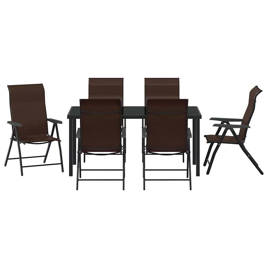 Ensemble de salle à manger pour jardin 7 pcs Marron - 7