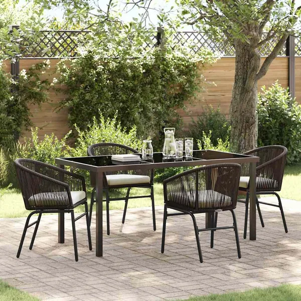 Ensemble de salle à manger pour jardin 5 pcs Marron