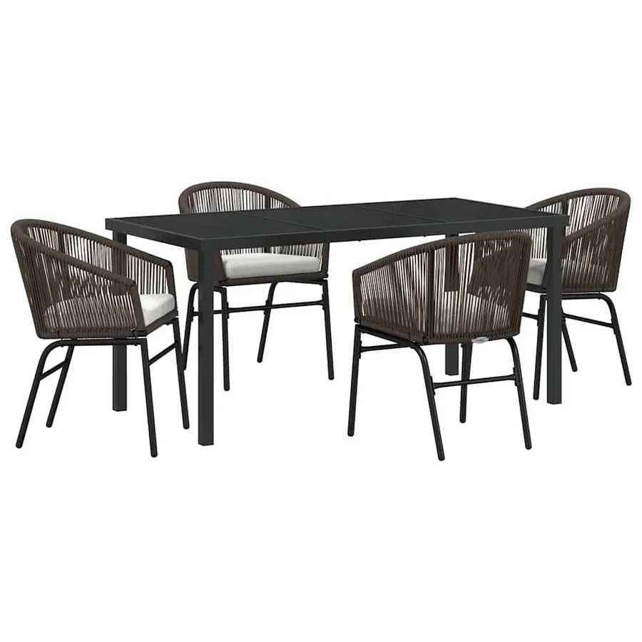 Ensemble de salle à manger pour jardin 5 pcs Marron - 2