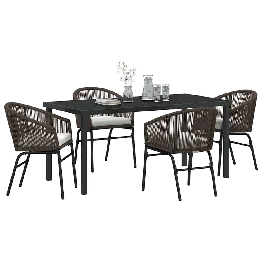 Ensemble de salle à manger pour jardin 5 pcs Marron - 3