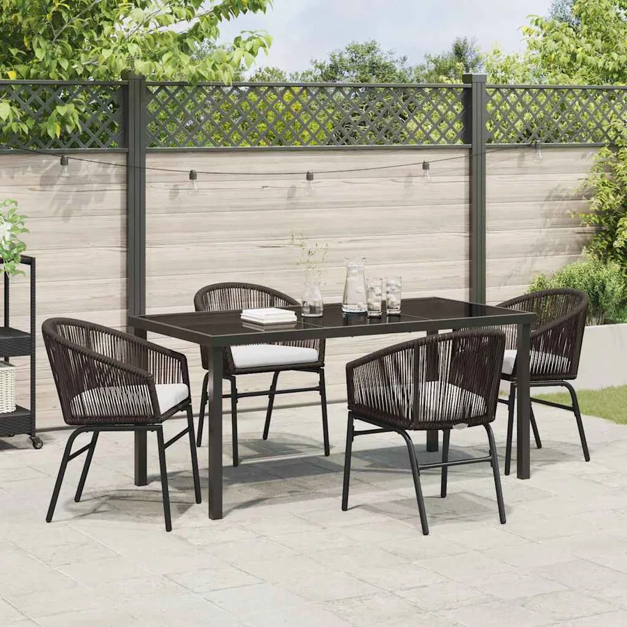 Ensemble de salle à manger pour jardin 5 pcs Marron - 4