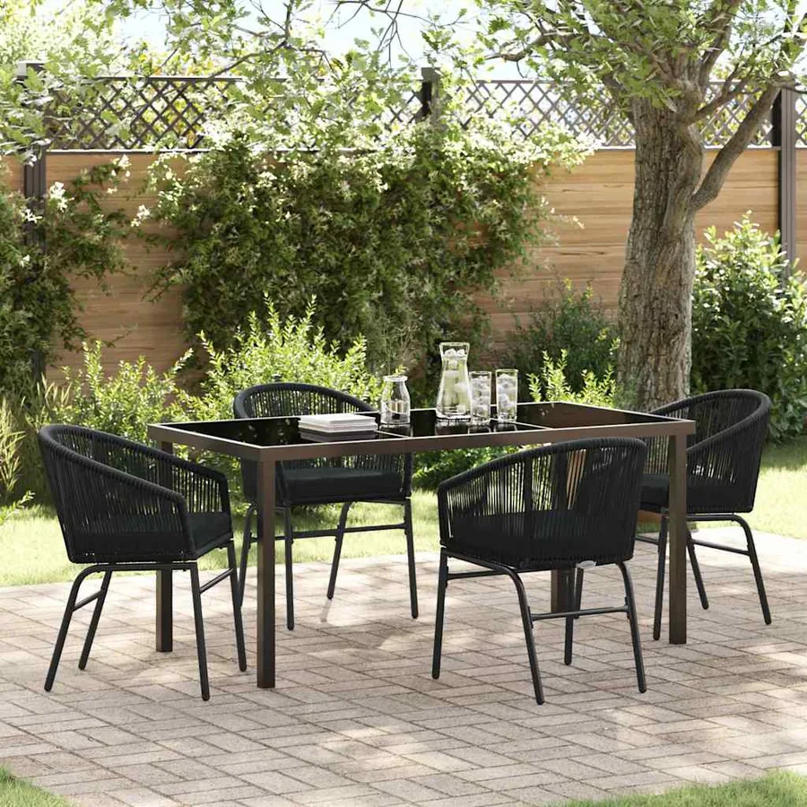 Ensemble de salle à manger pour jardin 5 pcs Noir
