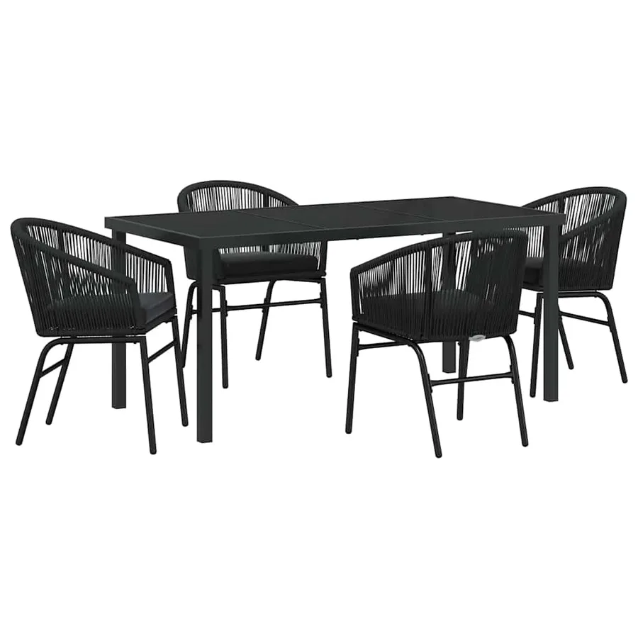 Ensemble de salle à manger pour jardin 5 pcs Noir - 2