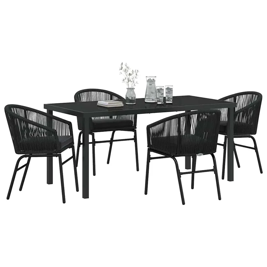 Ensemble de salle à manger pour jardin 5 pcs Noir - 3