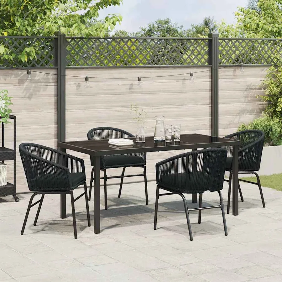 Ensemble de salle à manger pour jardin 5 pcs Noir - 4