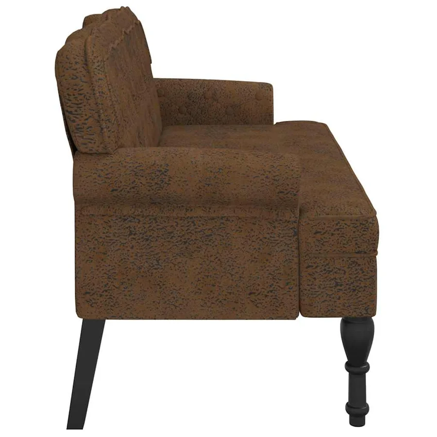 Banc avec dossier marron 119,5x64,5x75 cm similicuir daim - 4
