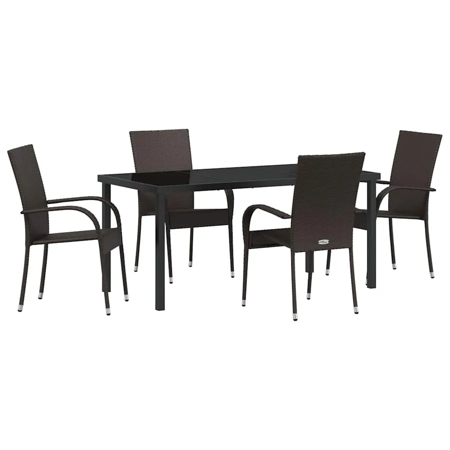 Ensemble de salle à manger pour jardin 5 pcs Marron - 2
