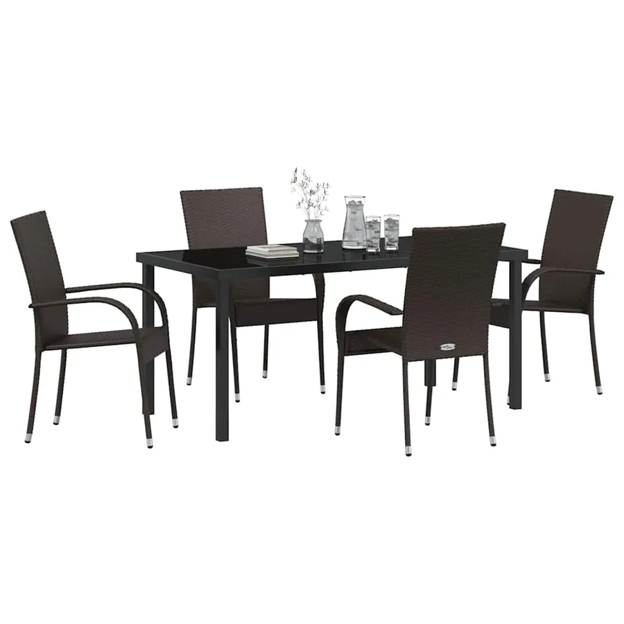 Ensemble de salle à manger pour jardin 5 pcs Marron - 3