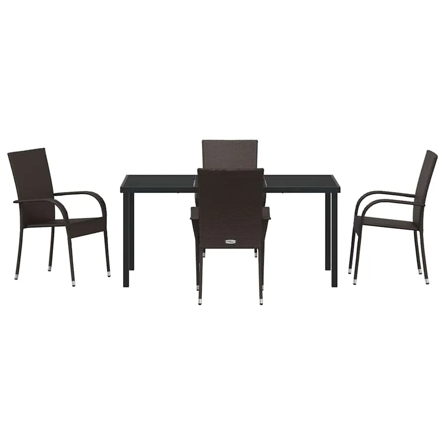 Ensemble de salle à manger pour jardin 5 pcs Marron - 7