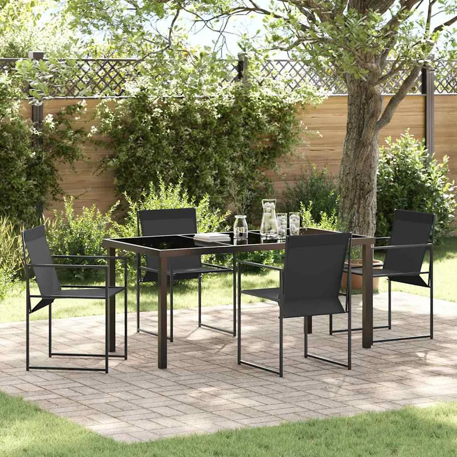 Ensemble de salle à manger pour jardin 5 pcs Noir
