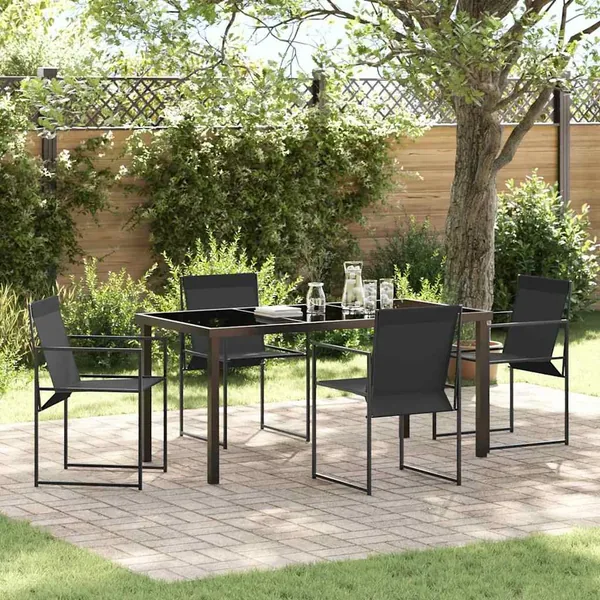 Ensemble de salle à manger pour jardin 5 pcs Noir