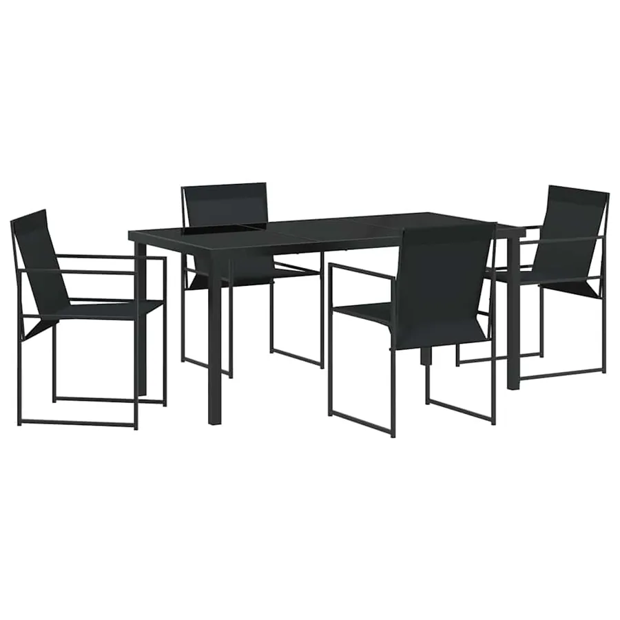Ensemble de salle à manger pour jardin 5 pcs Noir - 2