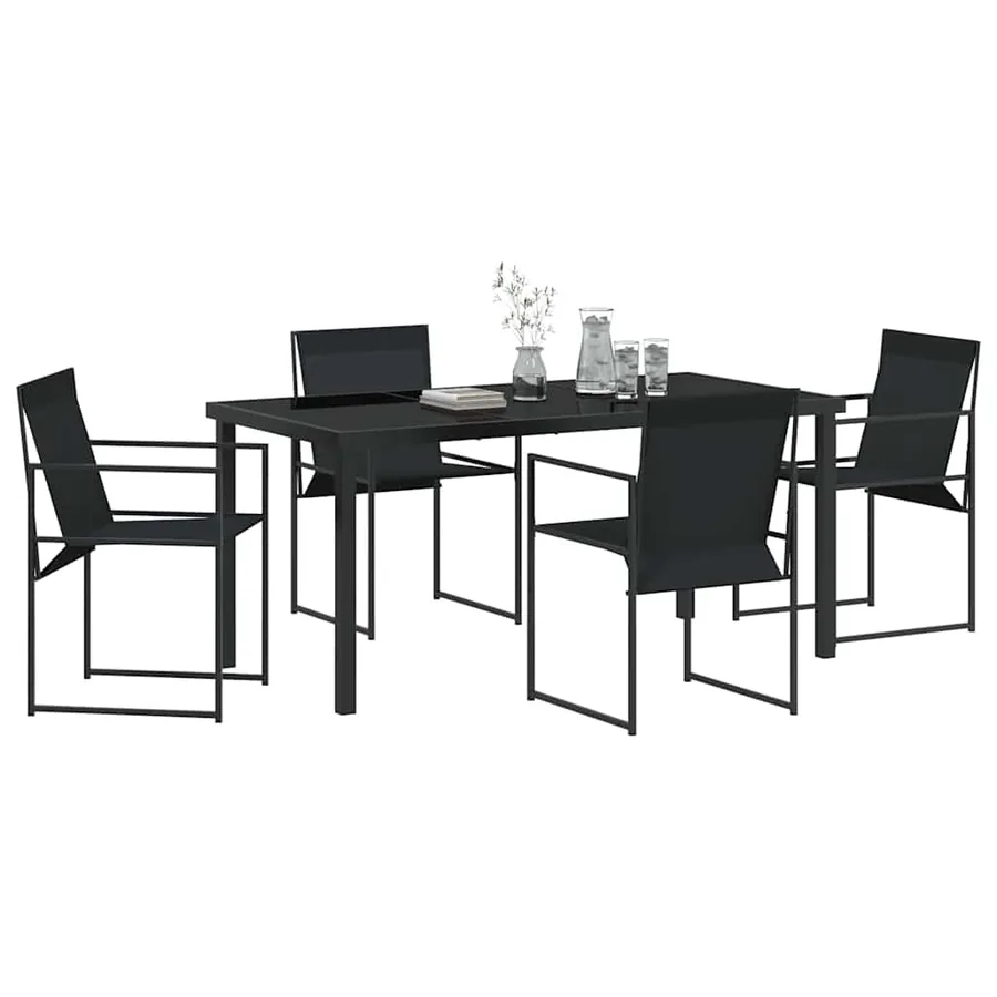 Ensemble de salle à manger pour jardin 5 pcs Noir - 3