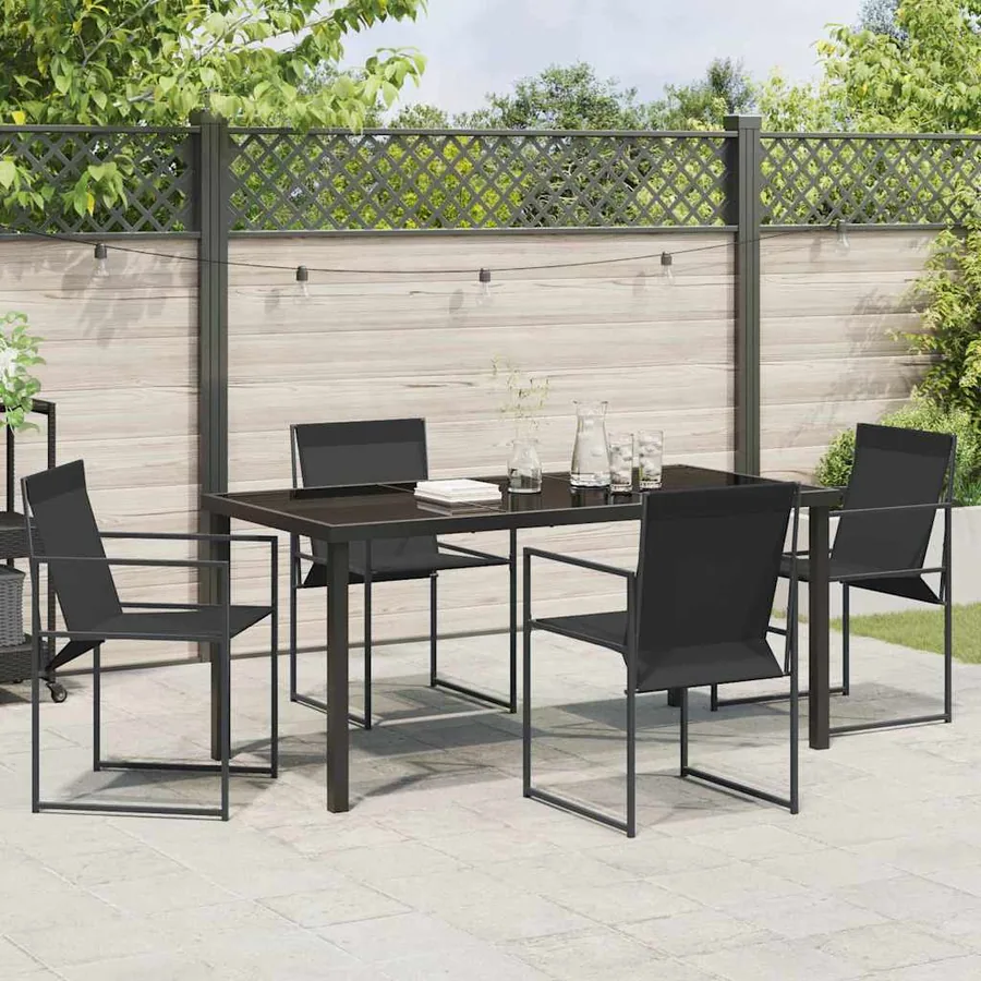 Ensemble de salle à manger pour jardin 5 pcs Noir - 4