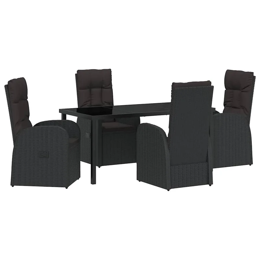 Ensemble de salle à manger pour jardin 5 pcs Noir polyrotin - 2