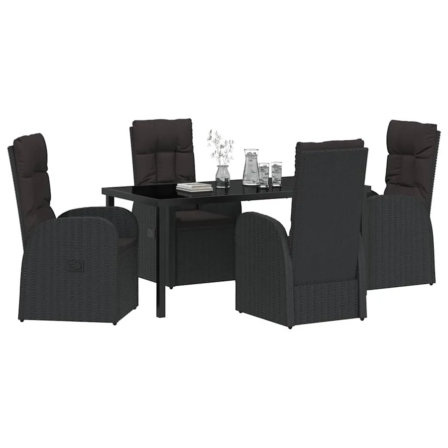Ensemble de salle à manger pour jardin 5 pcs Noir polyrotin - 3
