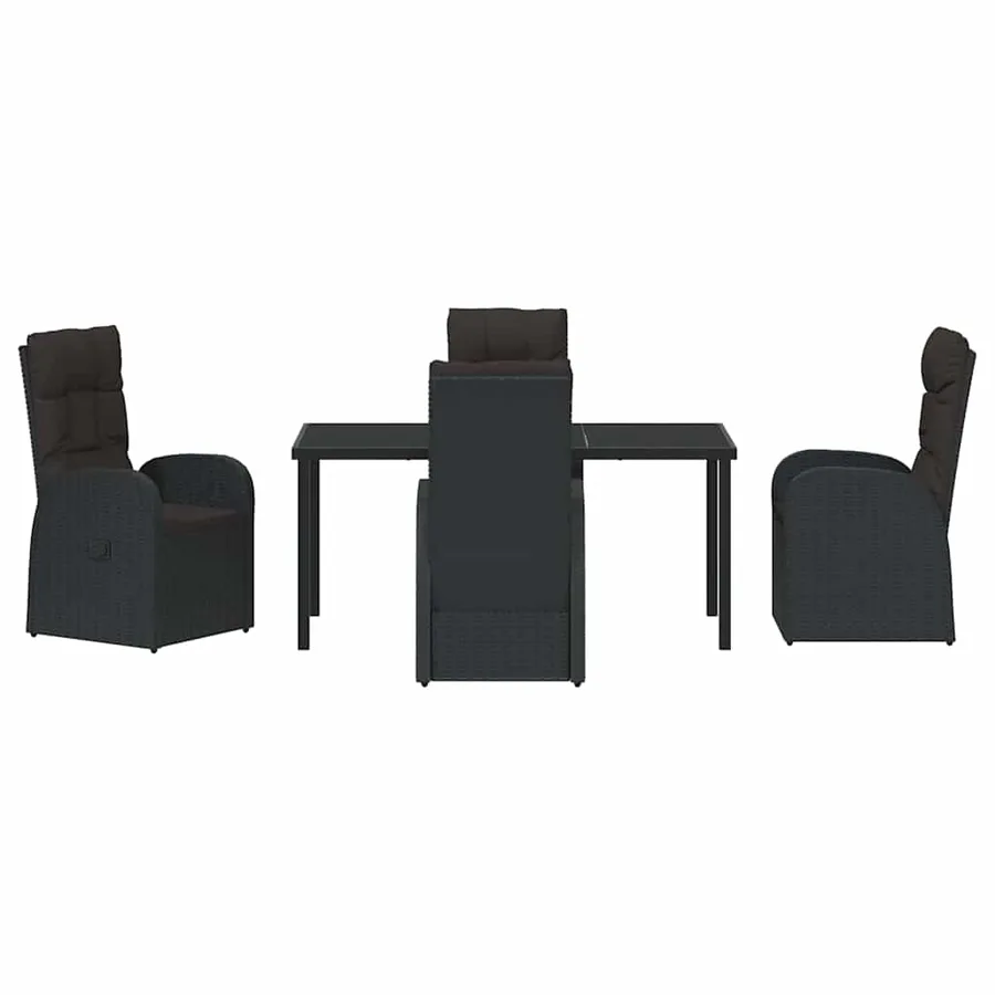 Ensemble de salle à manger pour jardin 5 pcs Noir polyrotin - 7