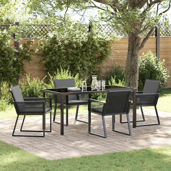 Ensemble de salle à manger pour jardin 5 pcs Noir