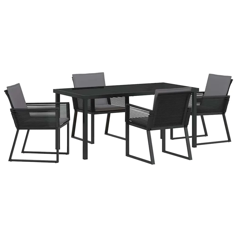 Ensemble de salle à manger pour jardin 5 pcs Noir - 2