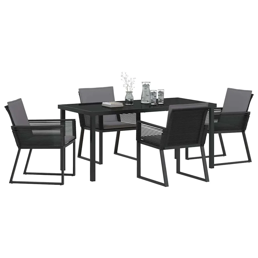 Ensemble de salle à manger pour jardin 5 pcs Noir - 3