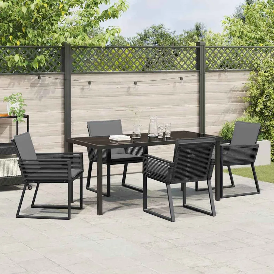 Ensemble de salle à manger pour jardin 5 pcs Noir - 4