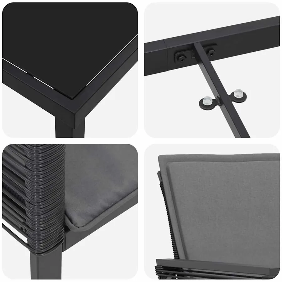 Ensemble de salle à manger pour jardin 5 pcs Noir - 9