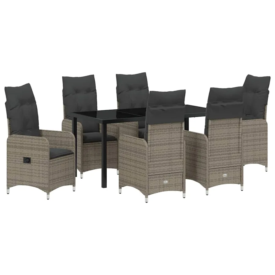 Ensemble de salle à manger pour jardin 7 pcs Gris polyrotin - 2
