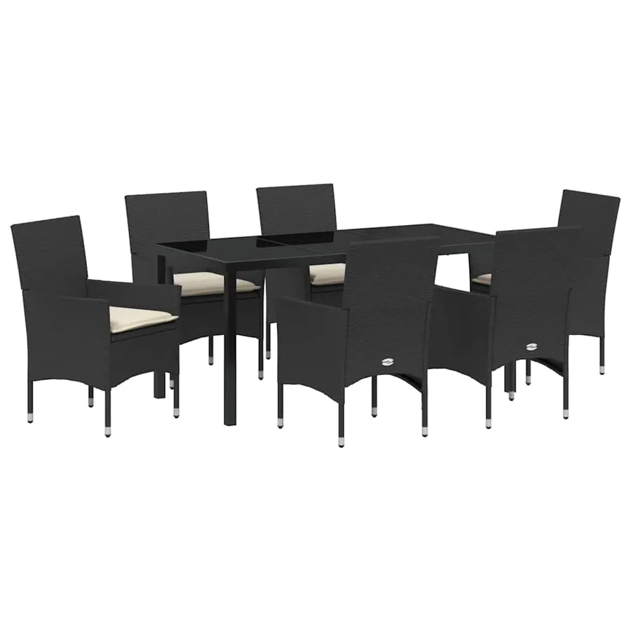 Ensemble de salle à manger pour jardin 7 pcs Noir polyrotin - 2