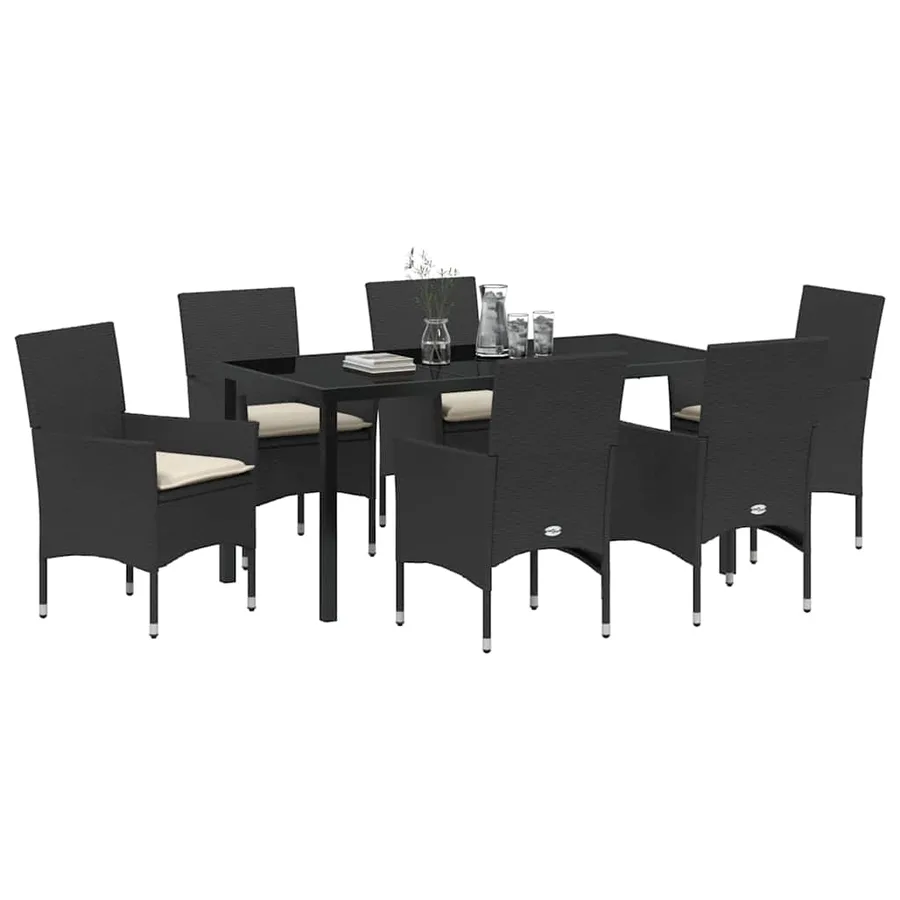 Ensemble de salle à manger pour jardin 7 pcs Noir polyrotin - 3