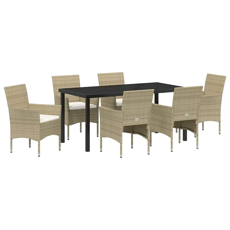 Ensemble de salle à manger pour jardin 7 pcs Beige polyrotin - 2