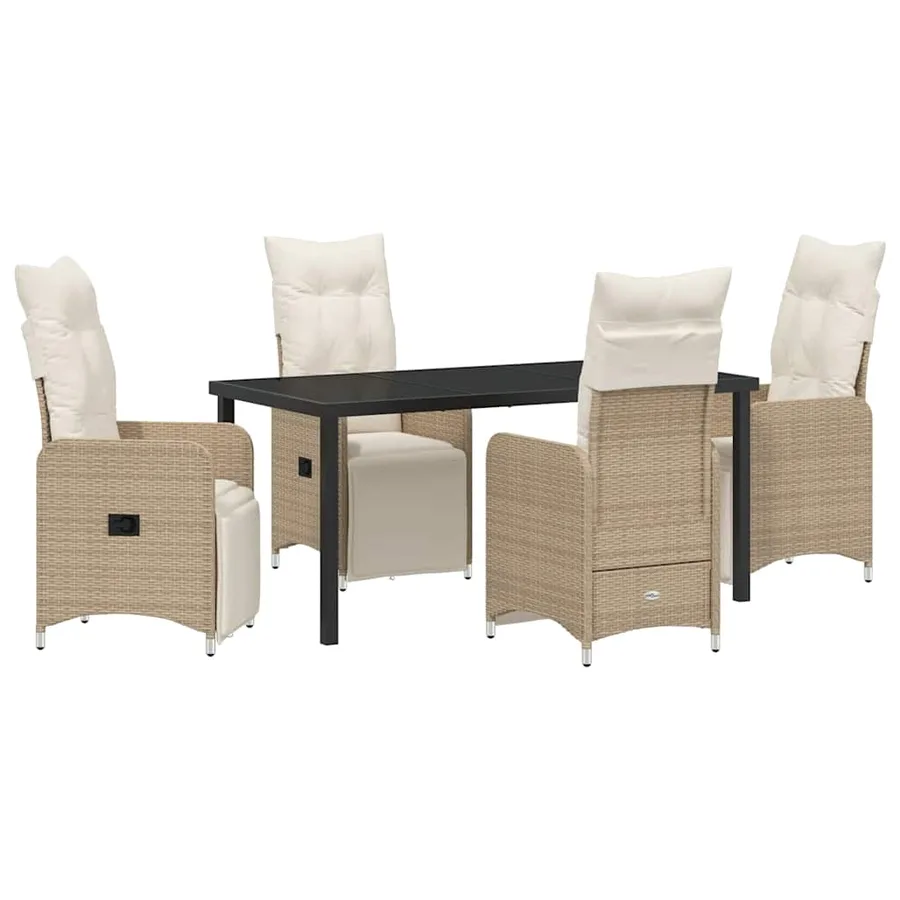 Ensemble de salle à manger pour jardin 5 pcs Beige polyrotin - 2