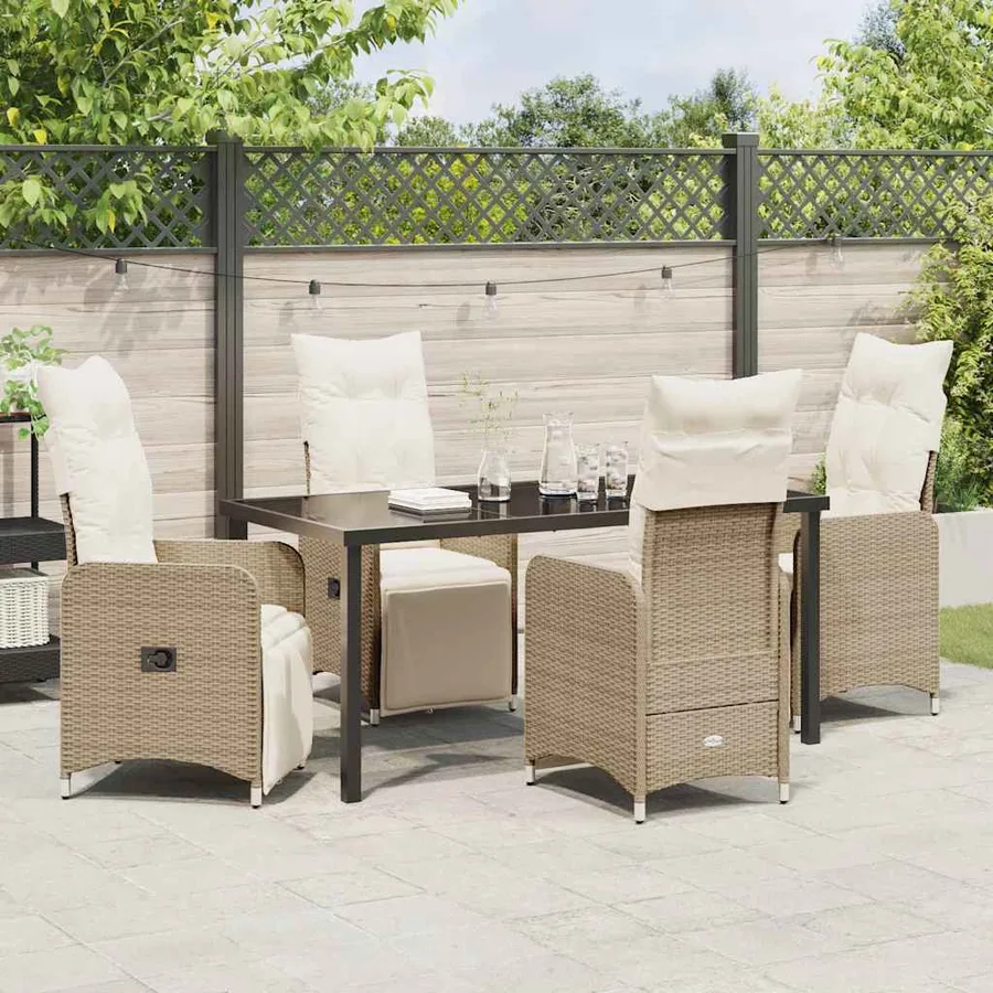 Ensemble de salle à manger pour jardin 5 pcs Beige polyrotin - 4
