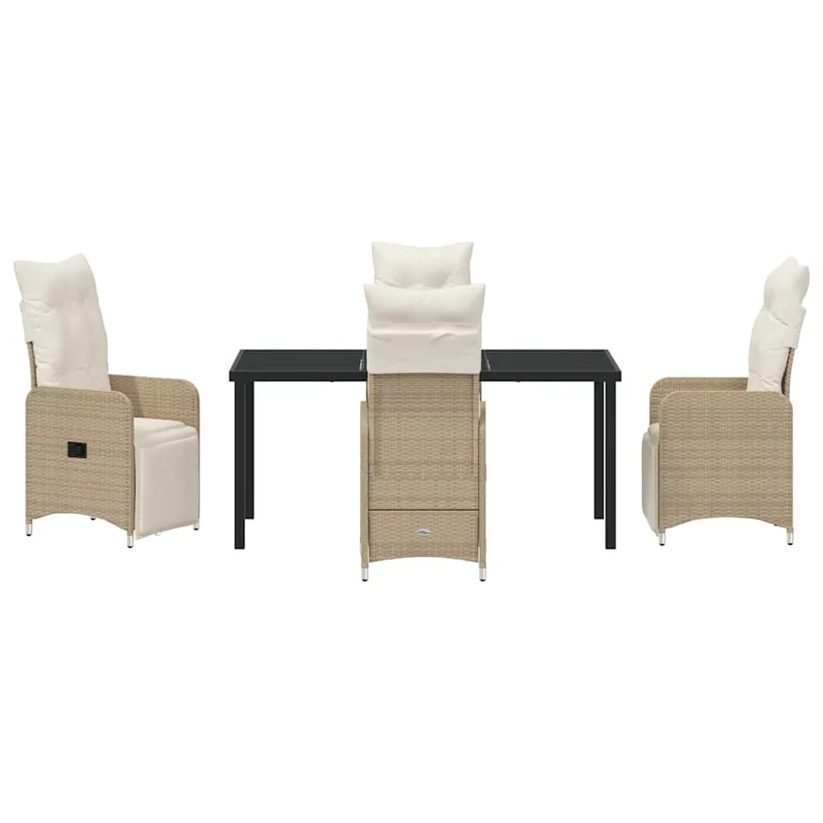 Ensemble de salle à manger pour jardin 5 pcs Beige polyrotin - 7