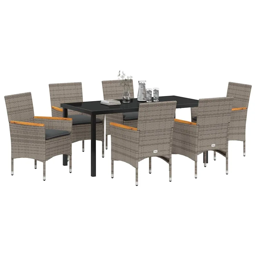 Ensemble de salle à manger pour jardin 7 pcs Gris polyrotin - 3