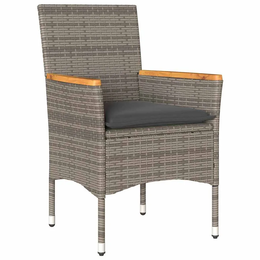 Ensemble de salle à manger pour jardin 7 pcs Gris polyrotin - 6