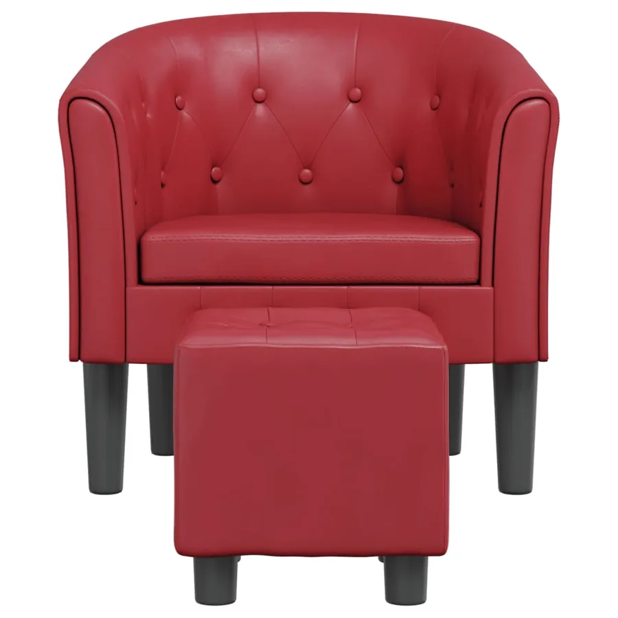 Chaise cabriolet avec repose-pied rouge bordeaux similicuir - 3