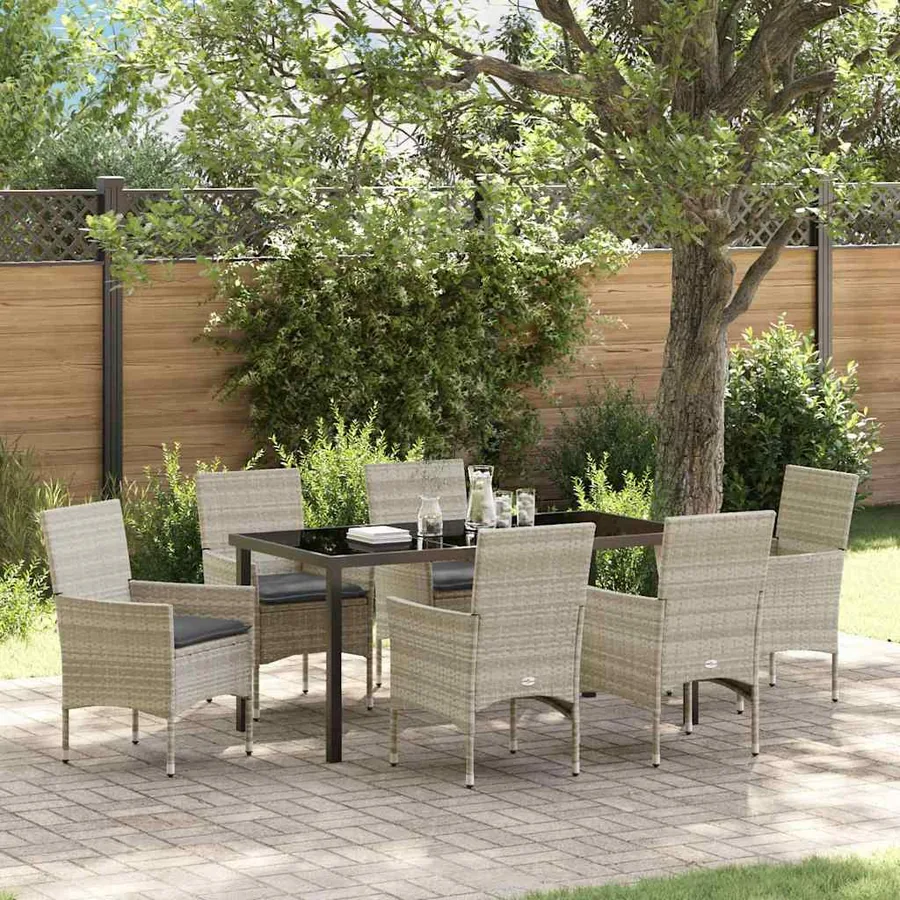 Ensemble de salle à manger pour jardin 7 pcs Gris clair