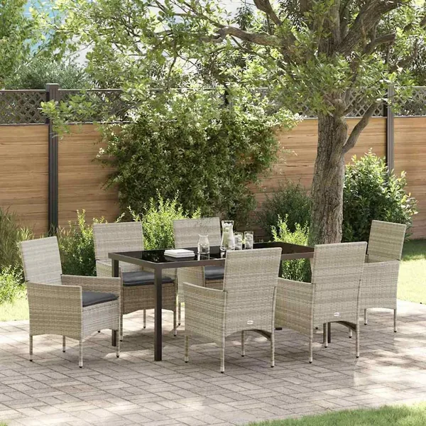 Ensemble de salle à manger pour jardin 7 pcs Gris clair