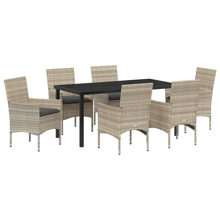 Ensemble de salle à manger pour jardin 7 pcs Gris clair - 2