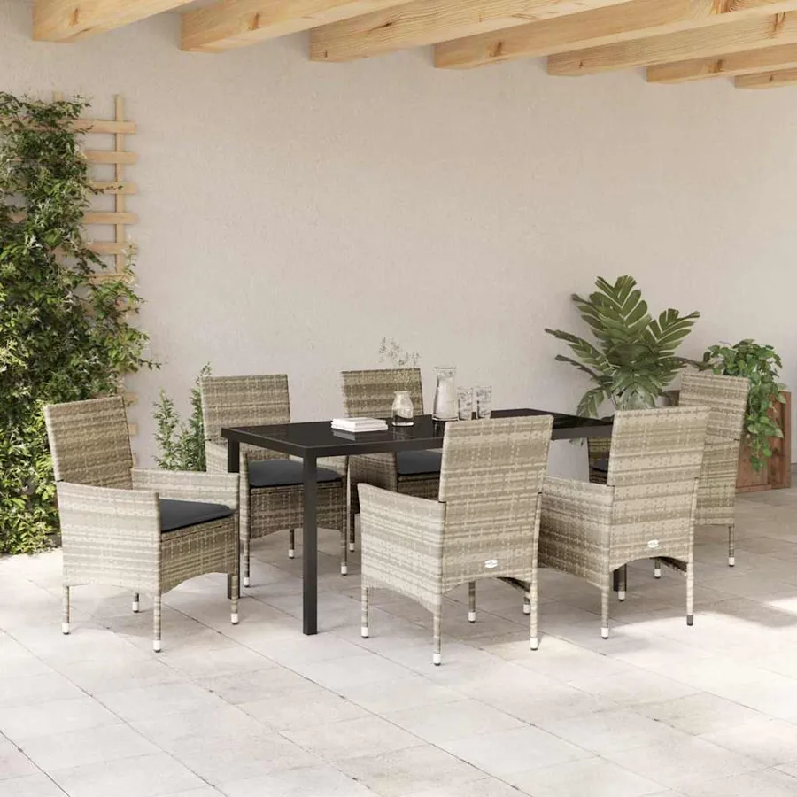 Ensemble de salle à manger pour jardin 7 pcs Gris clair - 4