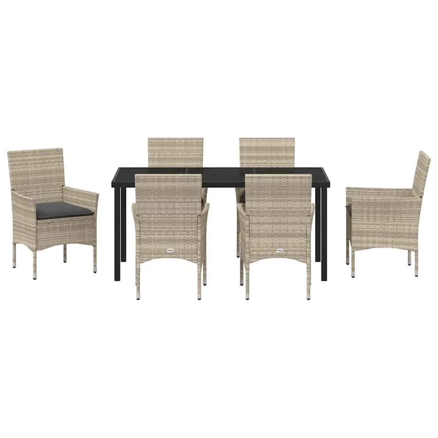 Ensemble de salle à manger pour jardin 7 pcs Gris clair - 7