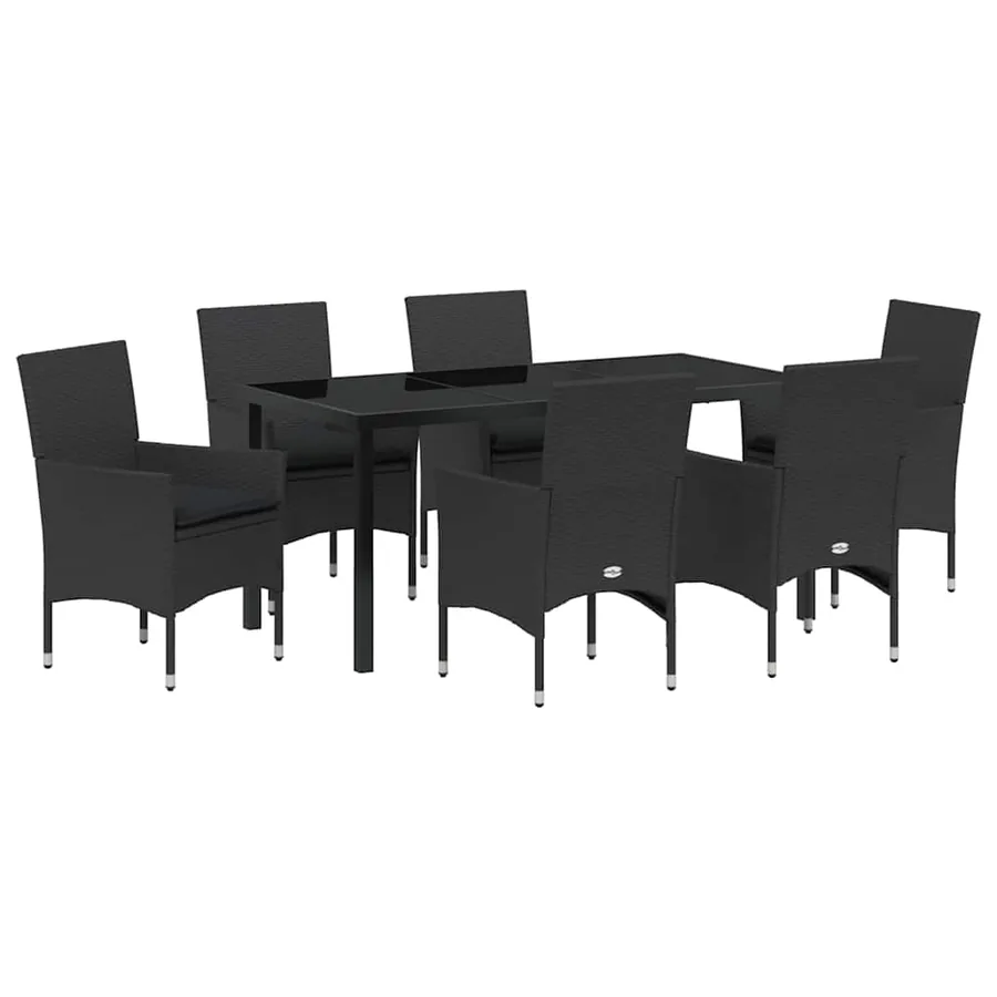 Ensemble de salle à manger pour jardin 7 pcs Noir polyrotin - 2